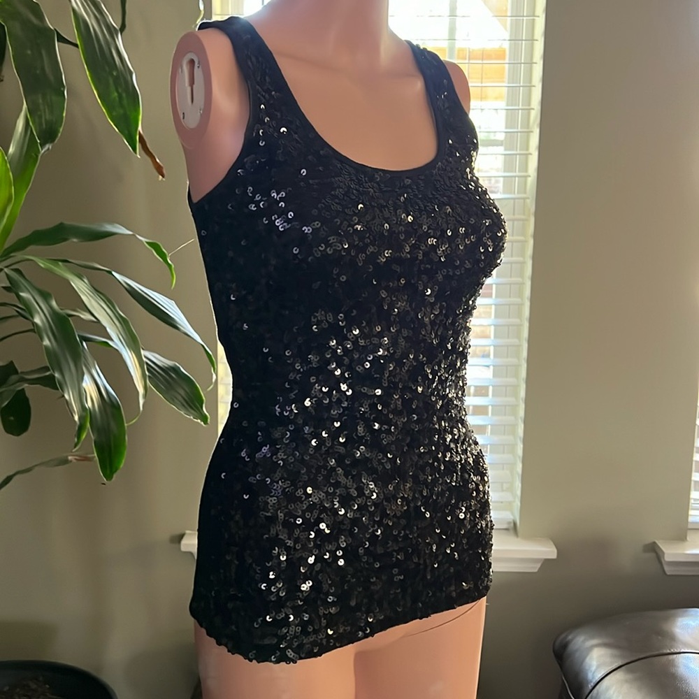 Black sequence tank top.  Size XS.  Women’s/juniors.